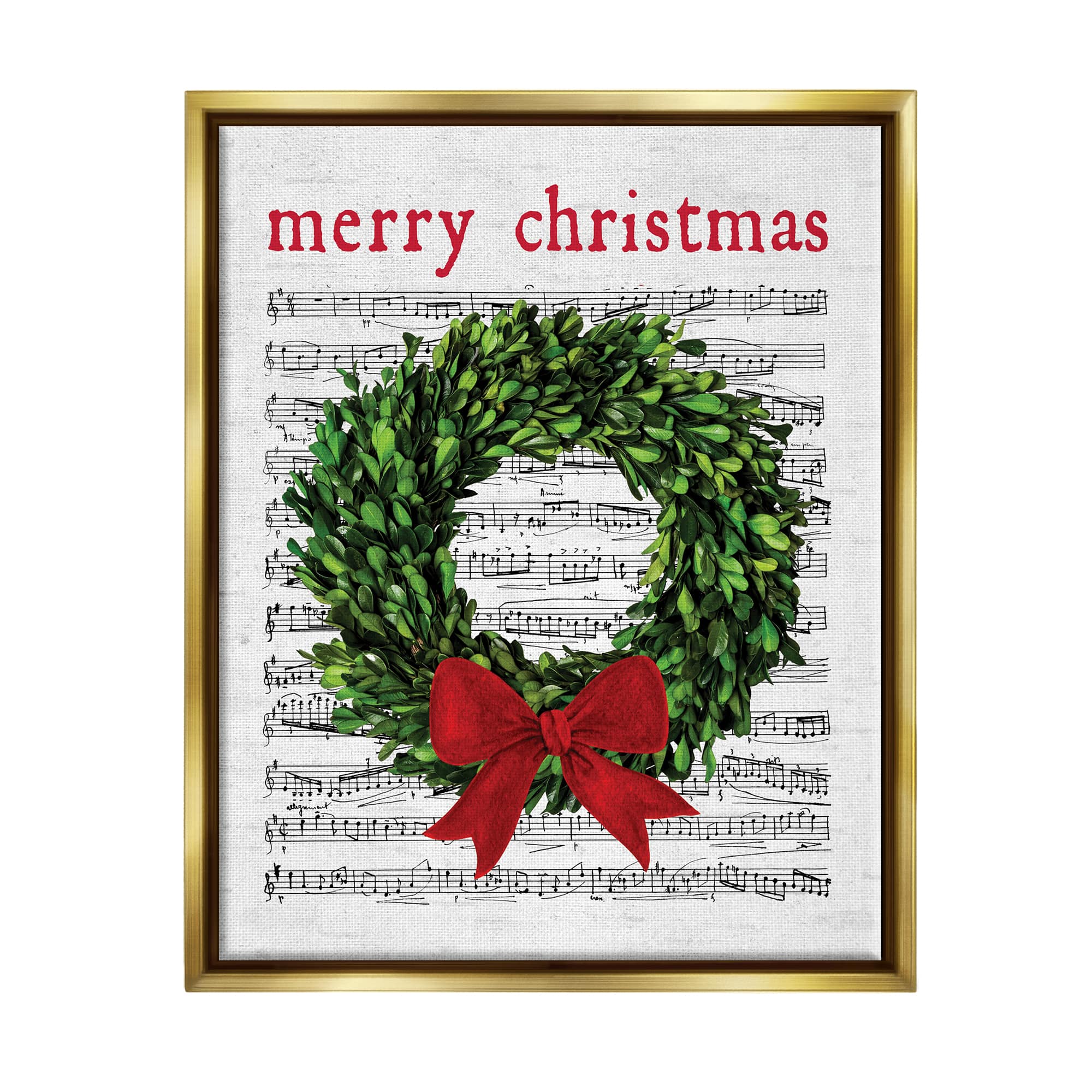 Stupell Industries Merry Christmas Song Wreath Framed Floater Canvas Wall Art